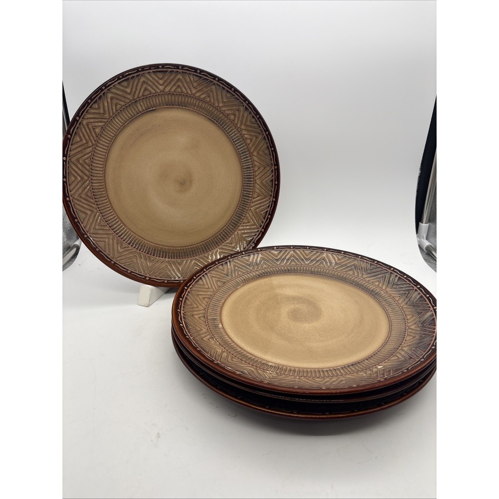 Etched By Noble Excellence "Native" 10.75" Plates Set Of 4